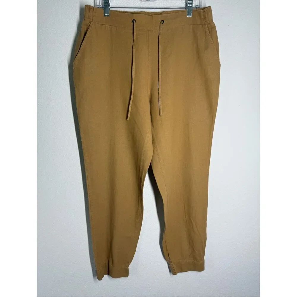Jules & Leopold Jogger Womens Linen Camel Drawstring Pants Size L